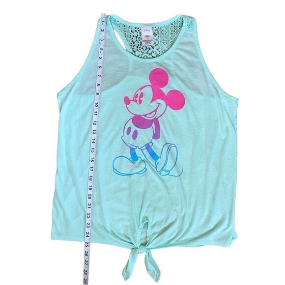 Disney Teal Pink Blue Mickey Mouse Racerback Crochet Tank Size XLarge (Junior’s) - Picture 6 of 11